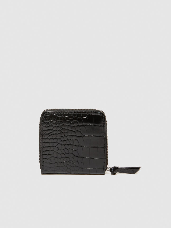 Medium crocodile print wallet - null - Black | Sisley image number 2